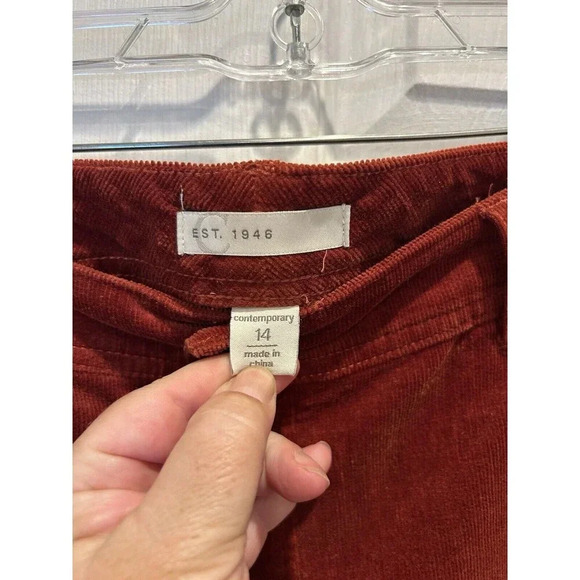 Cato Est.1946 Contemporary Red Brown Burnt Orange Corduroy Pants Size 14 - Picture 3 of 7
